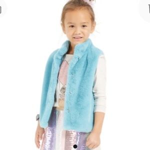 NEW Epic Threads Girls Soft Faux Fur Vest, Size 5, Blue
